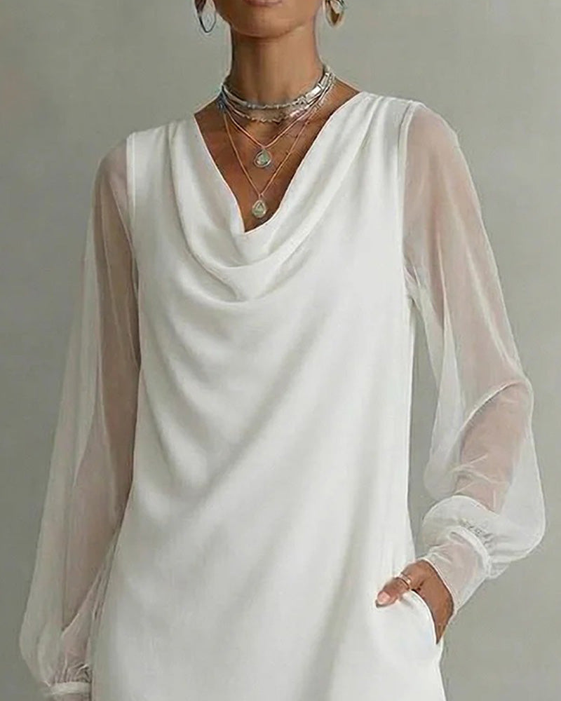 Klänning Andningsbar Ärm Cowlneck