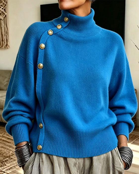 Pullover Diagonal Metall Knapp Polokrage