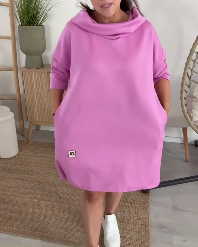 Klänning Hög Krage Lös Sweatshirt