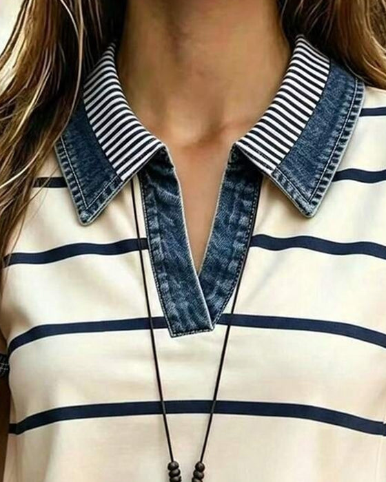 Blus Randig Casual Slag