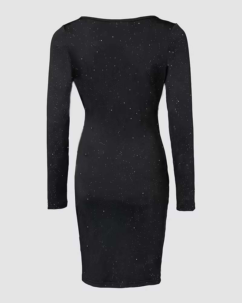 Klänning Med Sexig Stämning, V-Hals Design Och Elegant Stil