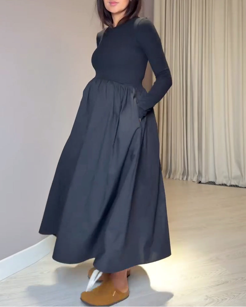 Klänning Rund Hals Elegant Lapptäcke