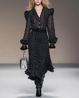 Klänning V-halsning Modig Polka-Prickig