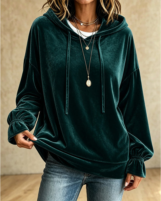 Hoodie Enfärgad Långärmad