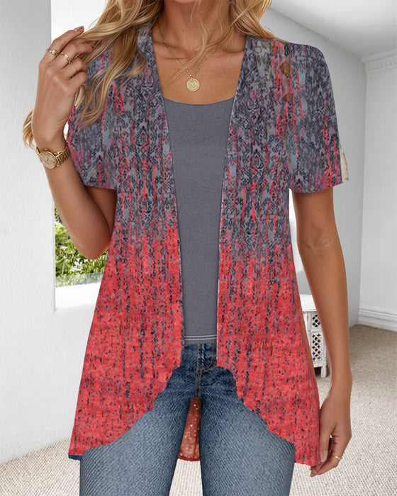 Blus Falsk Tvådelad Kortärmad Oregelbunden