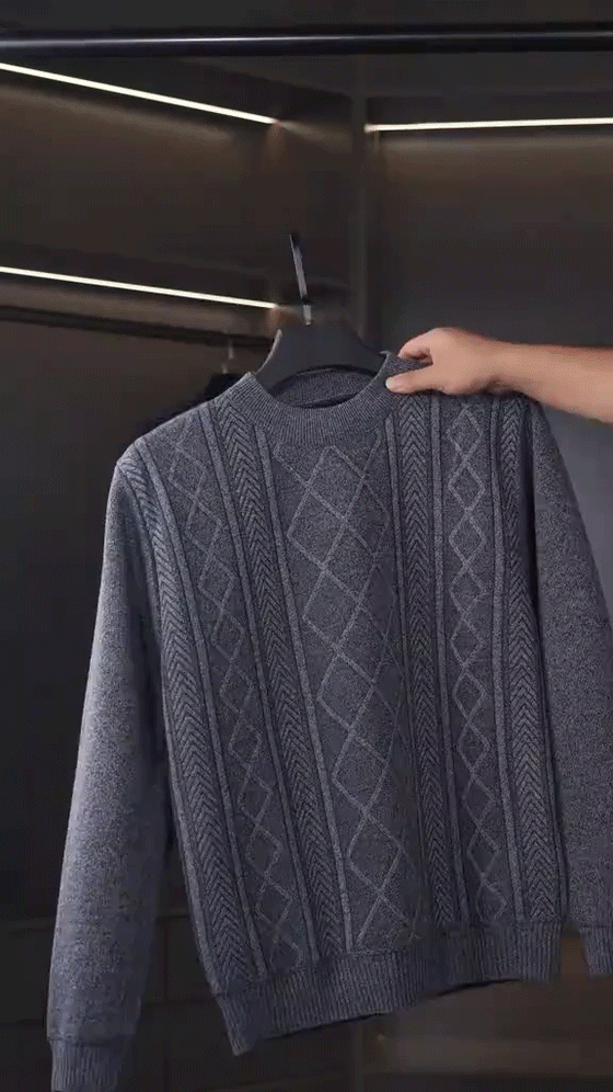 Tröja HerrS Vinter Foderad Med Plysch Varm Stickad