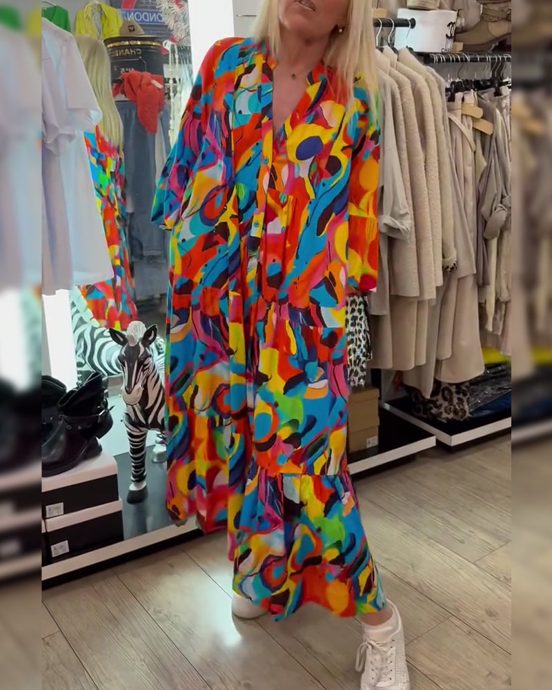 Klänning Abstrakt Graffiti Lång