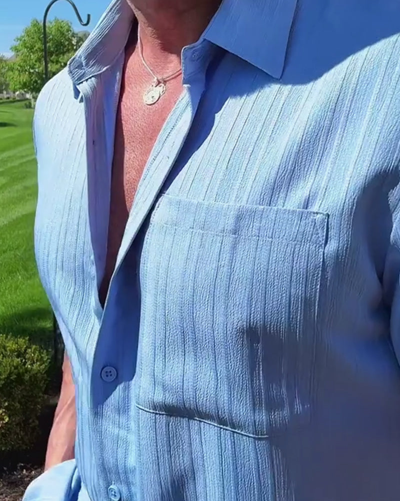 Skjorta Enfärgad Kort Ärm Casual