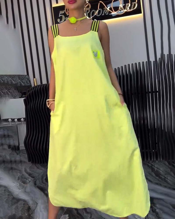 Klänning Med Spliced Hängslen Lös