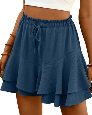 Shorts Dubbelt Lager Ruffle Dragsko