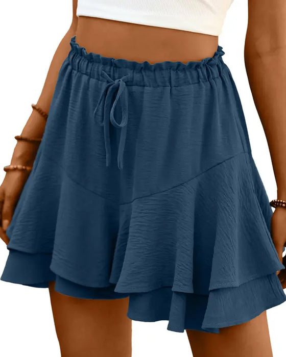 Shorts Dubbelt Lager Ruffle Dragsko
