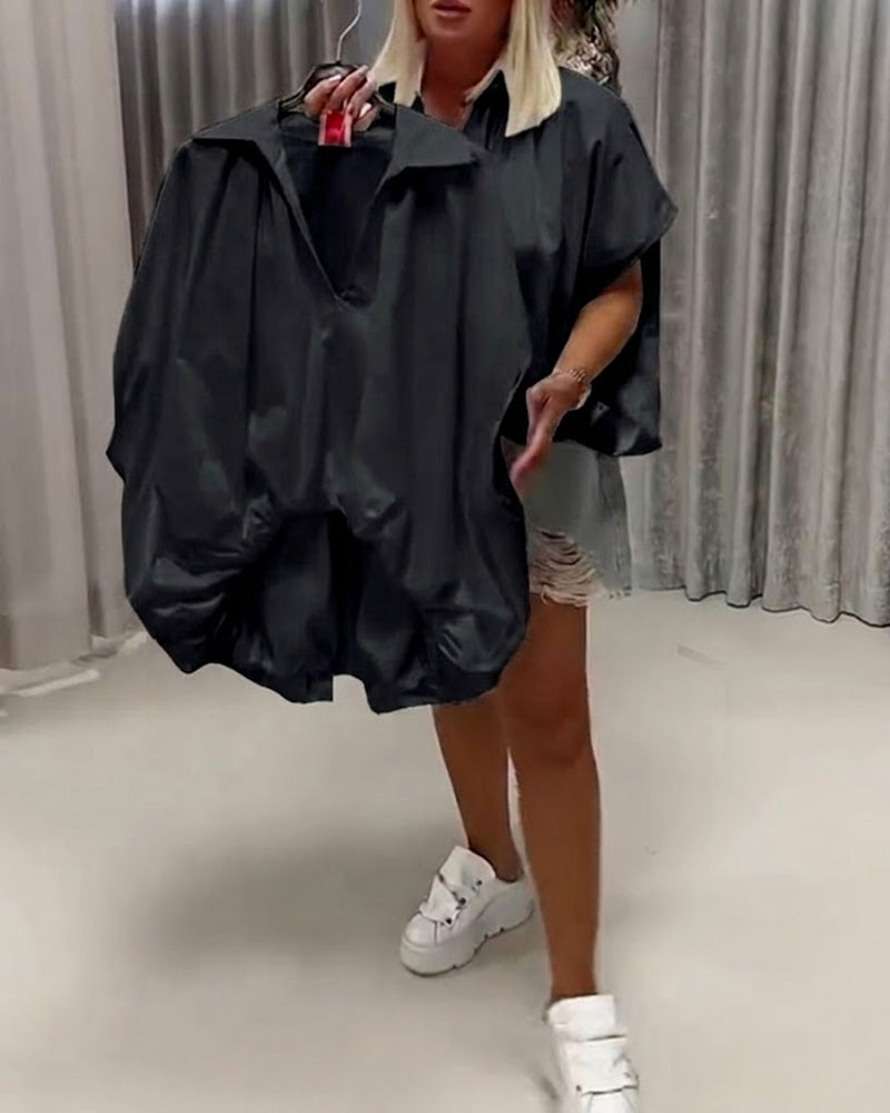 Blus Krage Loose Fit Fladdermusärm
