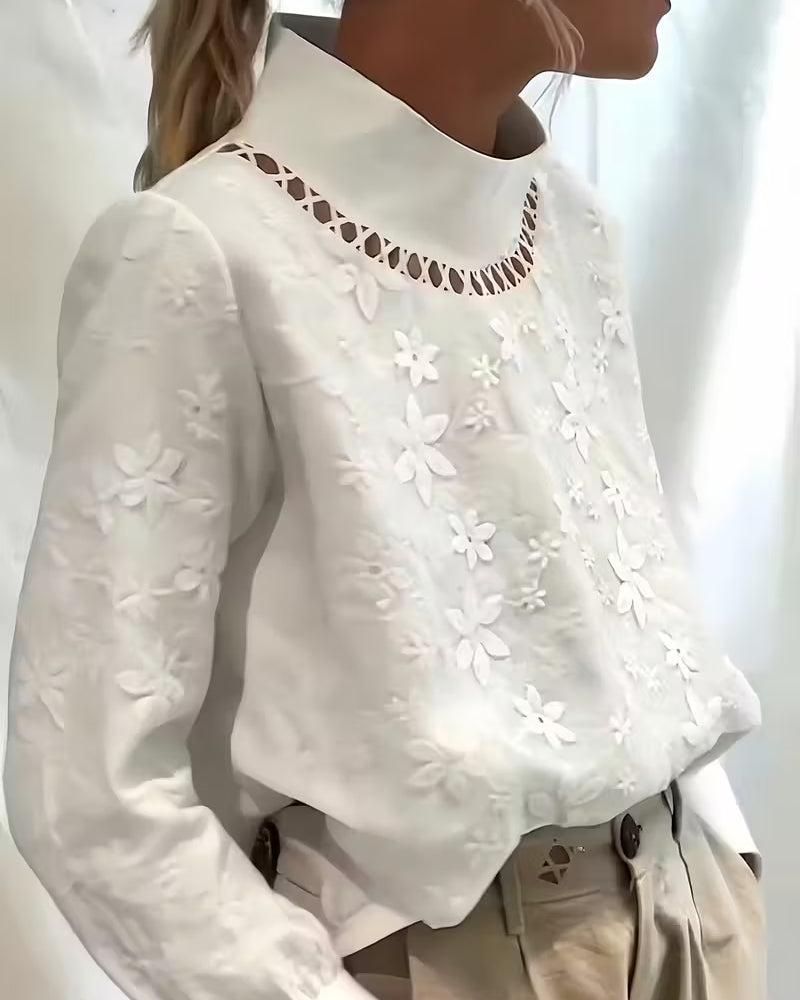 Jacquardblus Med Modernt Spetspatchwork