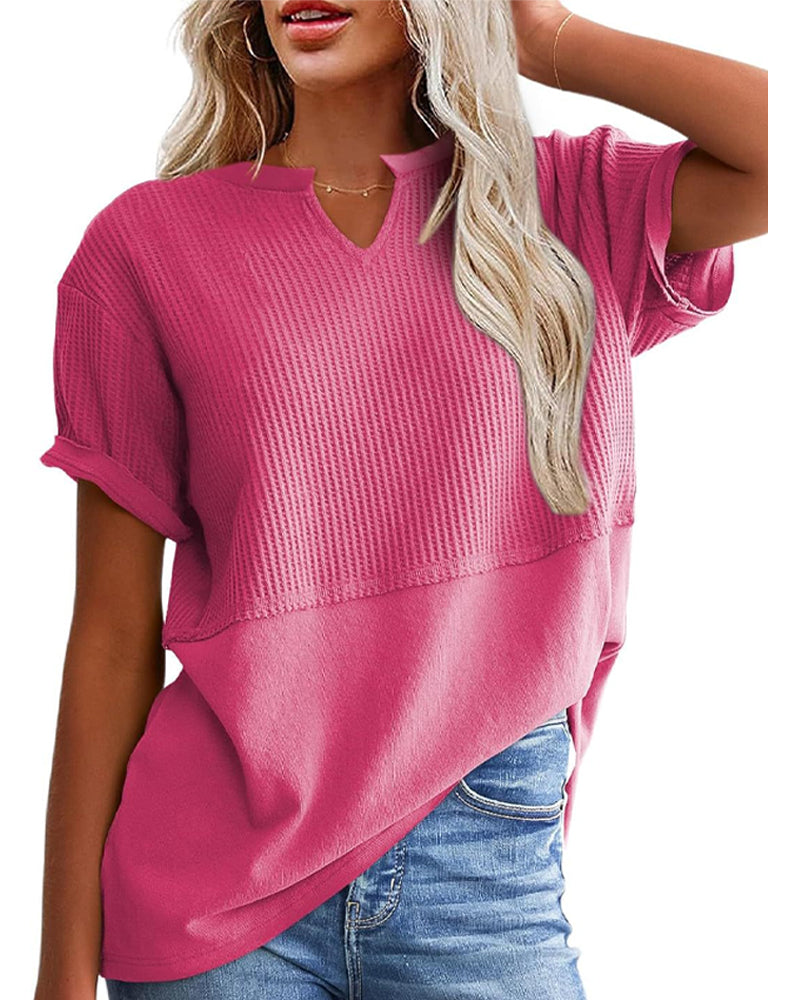 T-Tröja Snörd Midja Lapptäcke V-Ringning Pullover