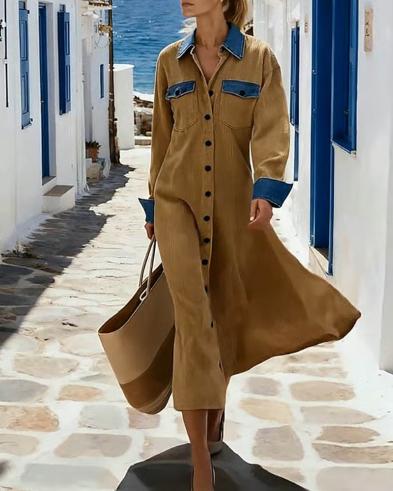 Klänning Färgblock Stilfull Krage