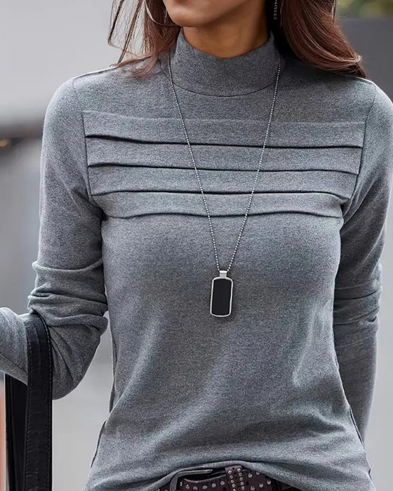 Topp Slim Fit Plisserad Lång Ärm