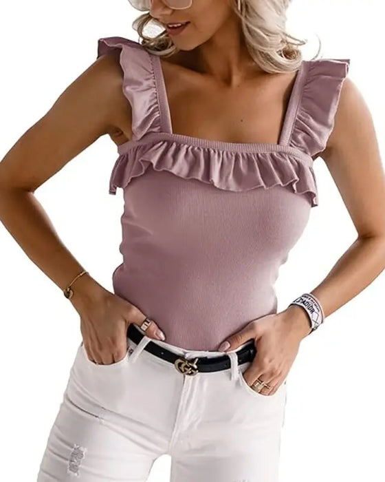 Cami Top Ruffle Kant Räfflad