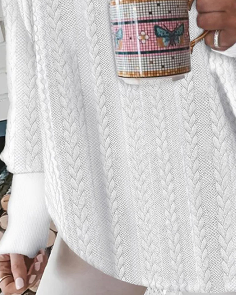 Sweatshirt V-Ringning Lössittande Jacquard