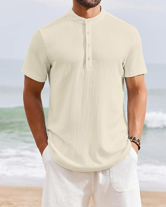 Skjorta Enfärgad Lös Henley