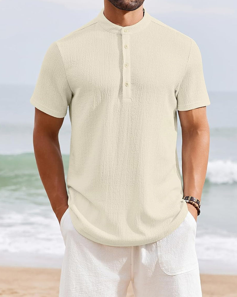 Skjorta Enfärgad Lös Henley