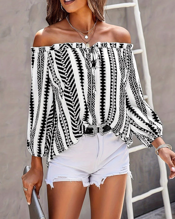 Blus Elegant Sofistikerad Geometrisk Off Axel