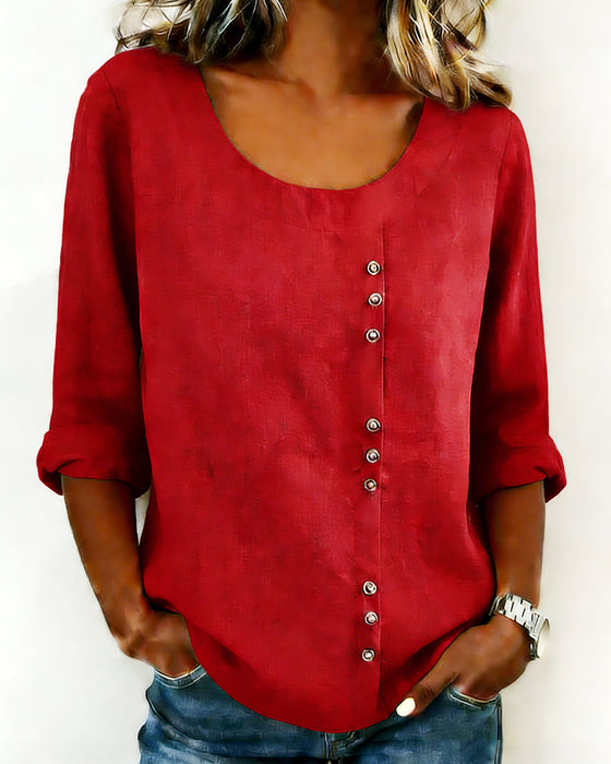 Topp Rund Halsringning Lång Ärm