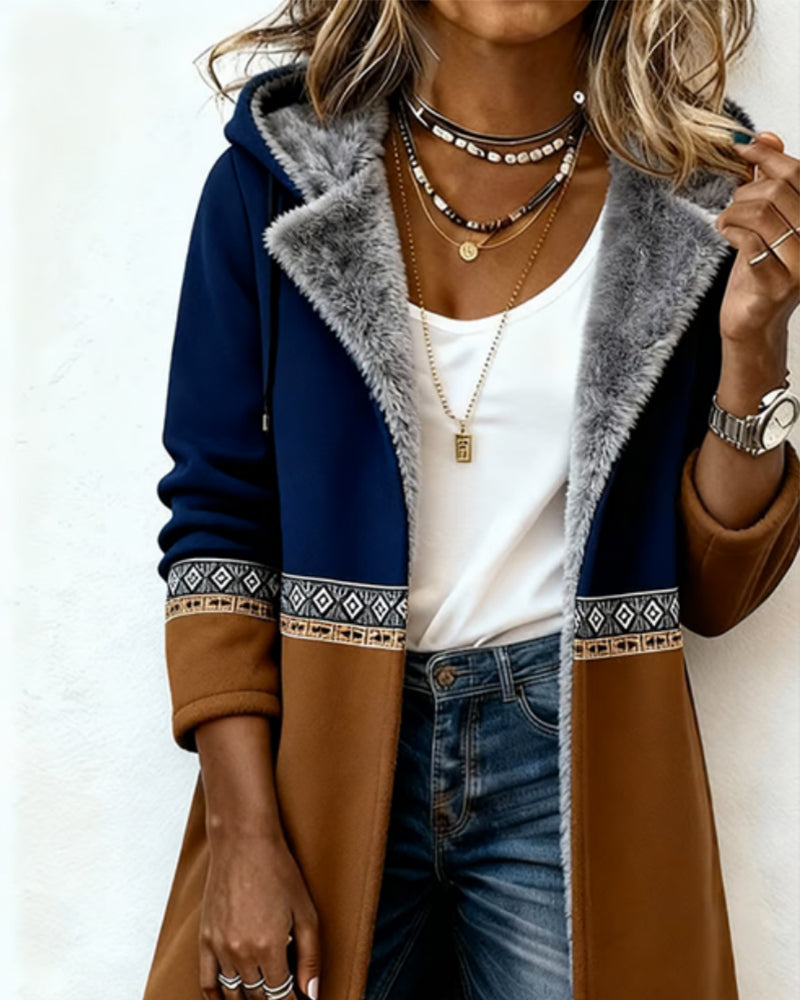 Modellös Långärmad Päls Med Huva