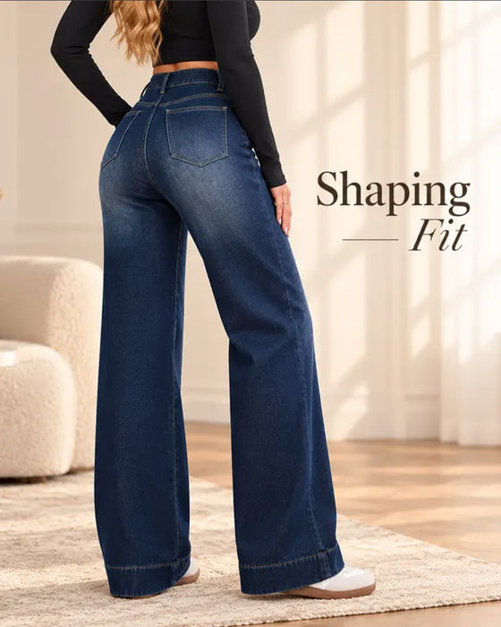 Jeans med fleecefoder, breda ben