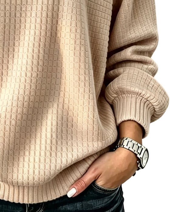 Sweatshirt Rundhals Knapp Solid