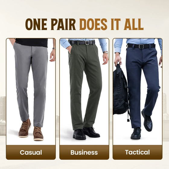 Herrars Aktiva Khaki Byxor Med Expanderbart Midjeband