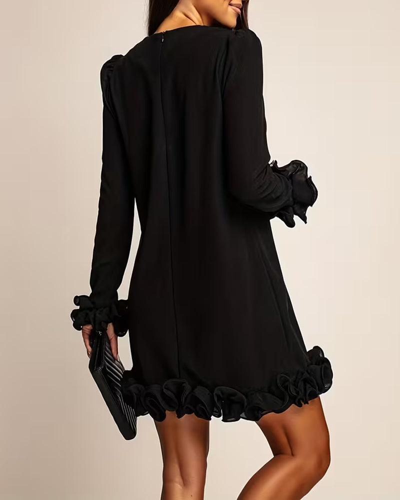 Klänning Puffärm Rak Blomknopp