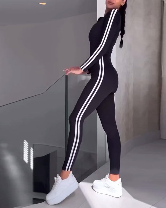 Jumpsuit casual sport randiga tights och bantning