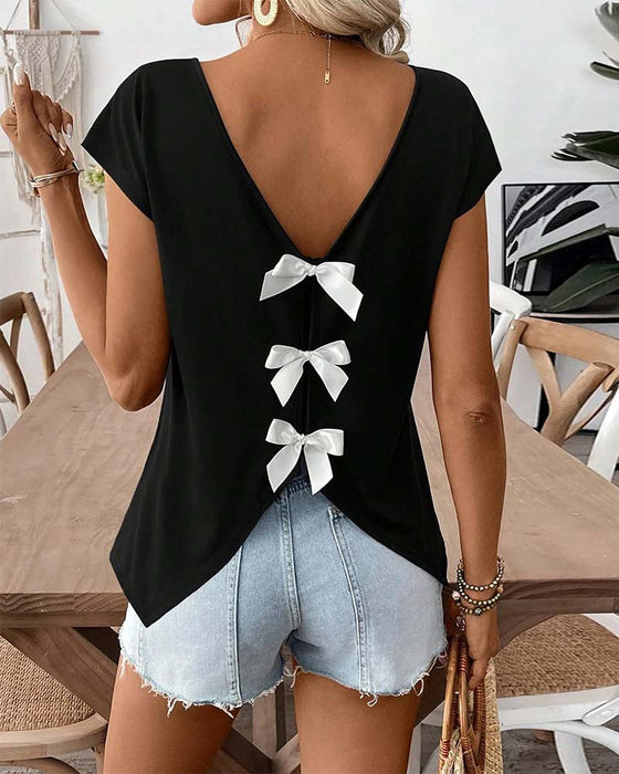 T-Shirt V-Hals Rygg Rosett