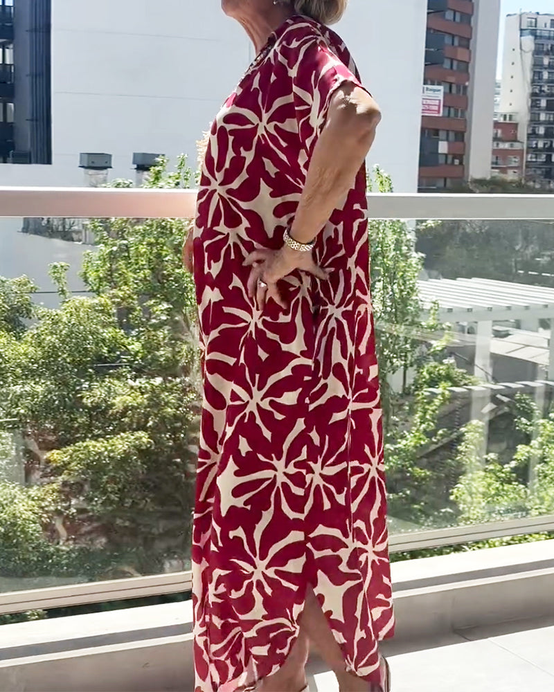 Klänning Stilig Kortärmad Tryckt