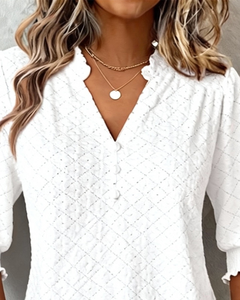 Topp V-Ringning Argyle Kortärmad