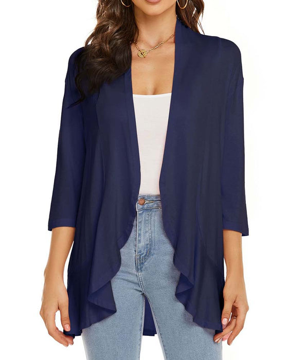 Kvinnors Cardigan Casual Lättvikt Öppen Framdel