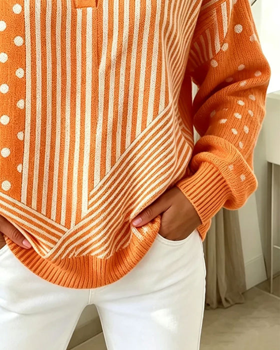 Pullover Knapp Fram Rand Prickig Drop Axel Stickad