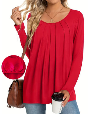 Topp Bekväm Inbyggd Bh Plisserad Casual