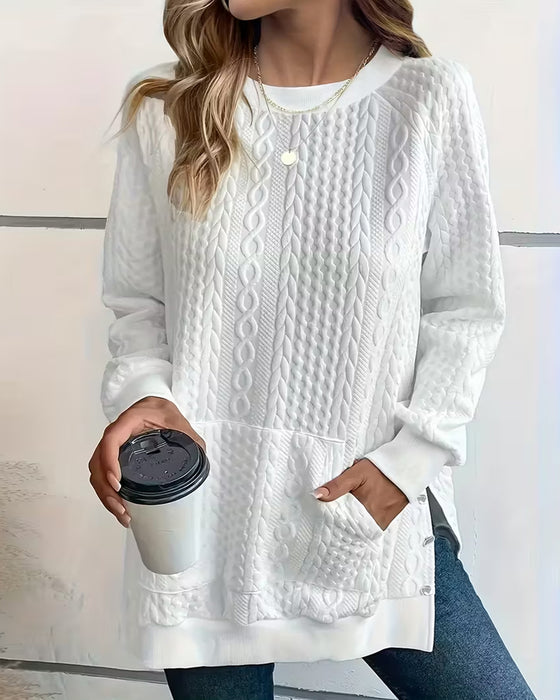 Sweatshirt Med Lomme Och Delad-Hem Egenskaper