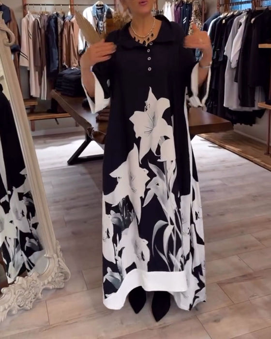 Klänning Slagtryckt Oversized Maxi