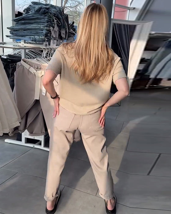 Byxor Enfärgad Avslappnad Rak