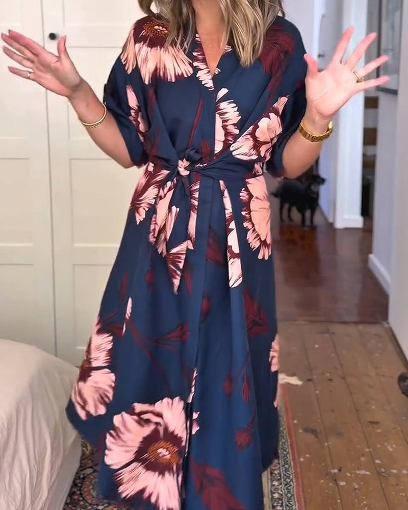 Klänning Blommönstrad Skjorta