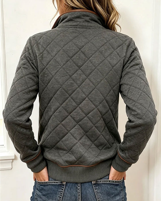 Sweatshirt Argyle Halv Dragkedja Kragad