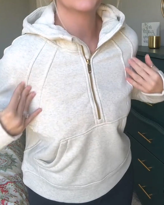 Långärmad Dragkedja Hoodie