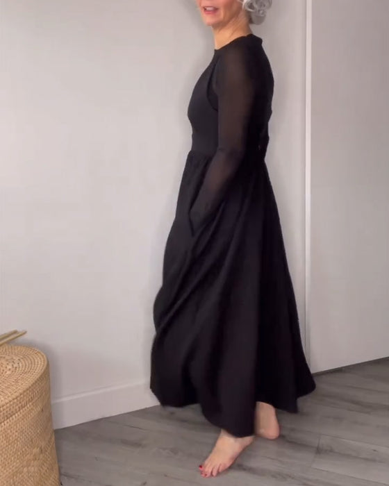 Klänning Plisserad Hängsel Med Stor Fåll