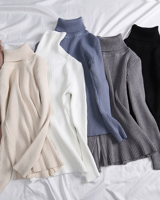 Högkragad Stickad Tröja Som Baslager