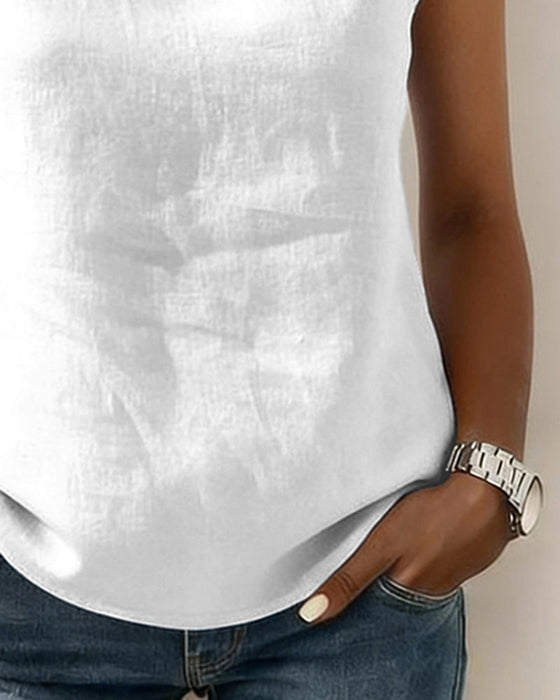 Blus Kraglös Ärmlös Elegant