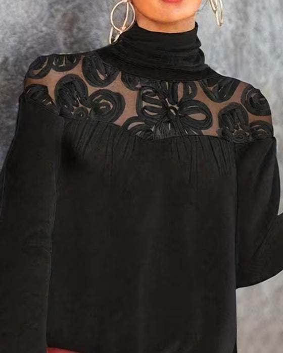 Blus Polokrage Rynkad Blommig