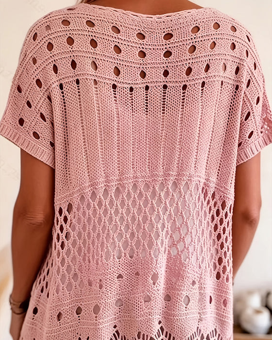 Pullover Rund Hals Utskuren