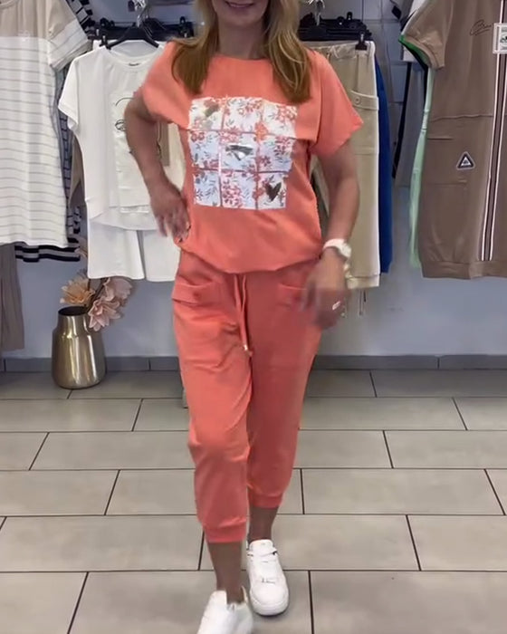 Set Vardagliga Mönstrade Korta Byxor